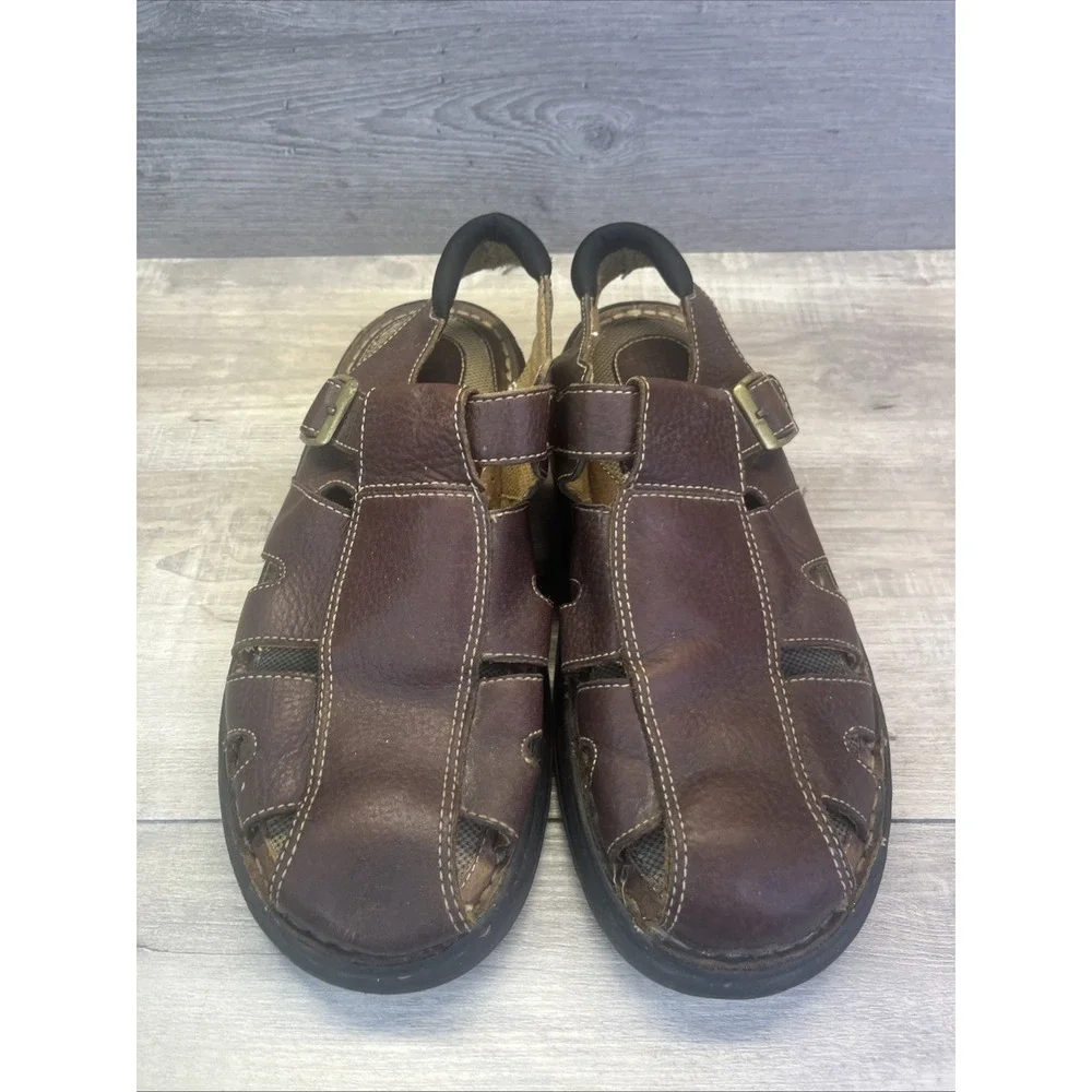 Earth Shoe Sandals Brown Leather Fisherman Sandals Strap Buckle Sz 13 Summer